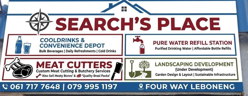 Search's Place main signage at Four Way Leboneng